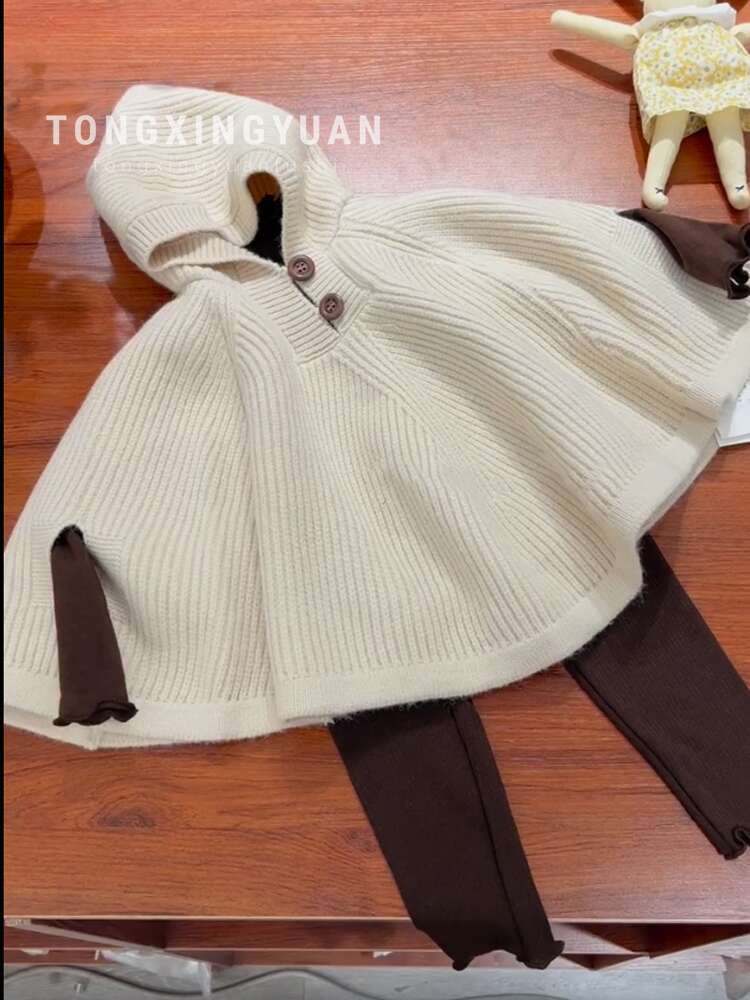 Estrella infantil coreana ropa infantil suéter primavera y otoño ropa nueva niñas tejer capas con capuzas chaqueta