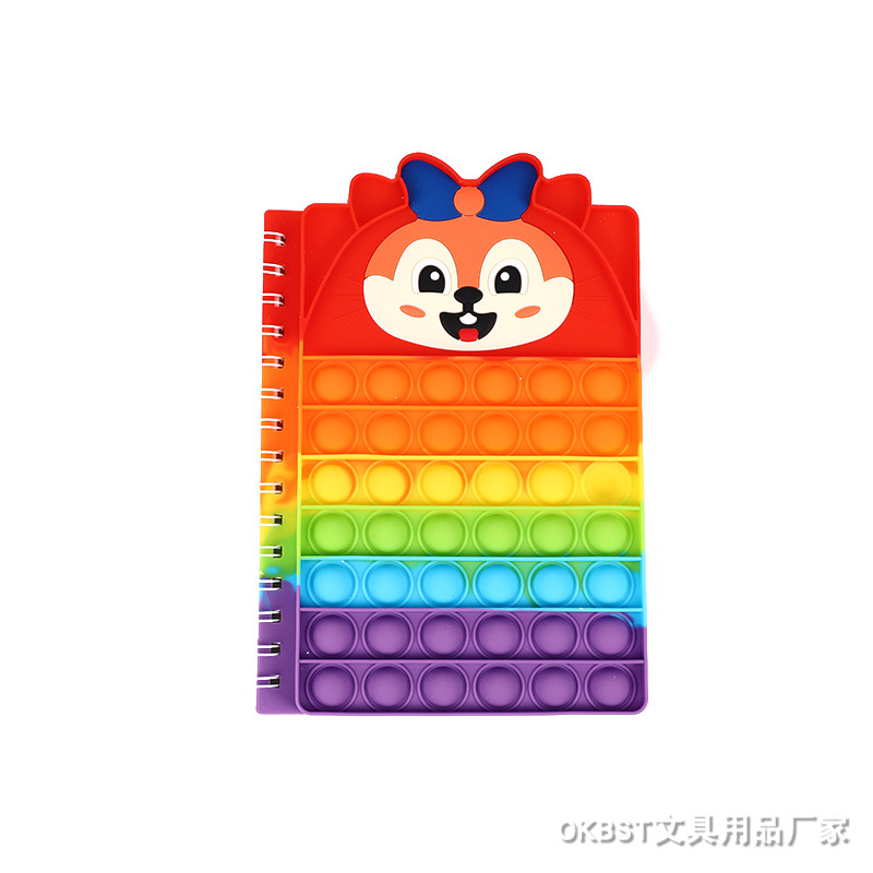 Ratón asesino pionero cuaderno educativo burbuja libro de descompresión lindo de dibujos animados pop it juguete Arco Iris prensa libro de música
