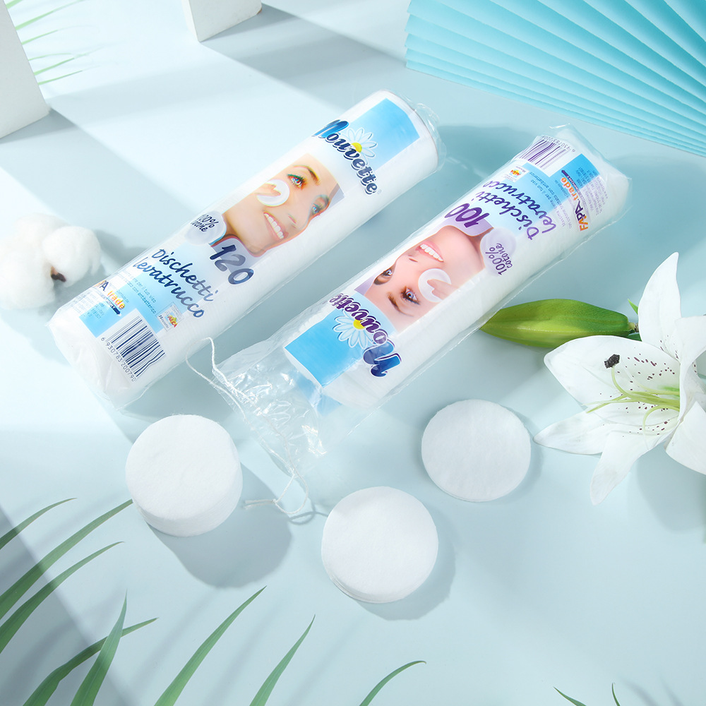 Estación internacional bolsillo rebanada de algodón redondo rebanada de algodón cosmético desechable para salón de belleza espesar mango rebanada de algodón redondo para instrumento de belleza