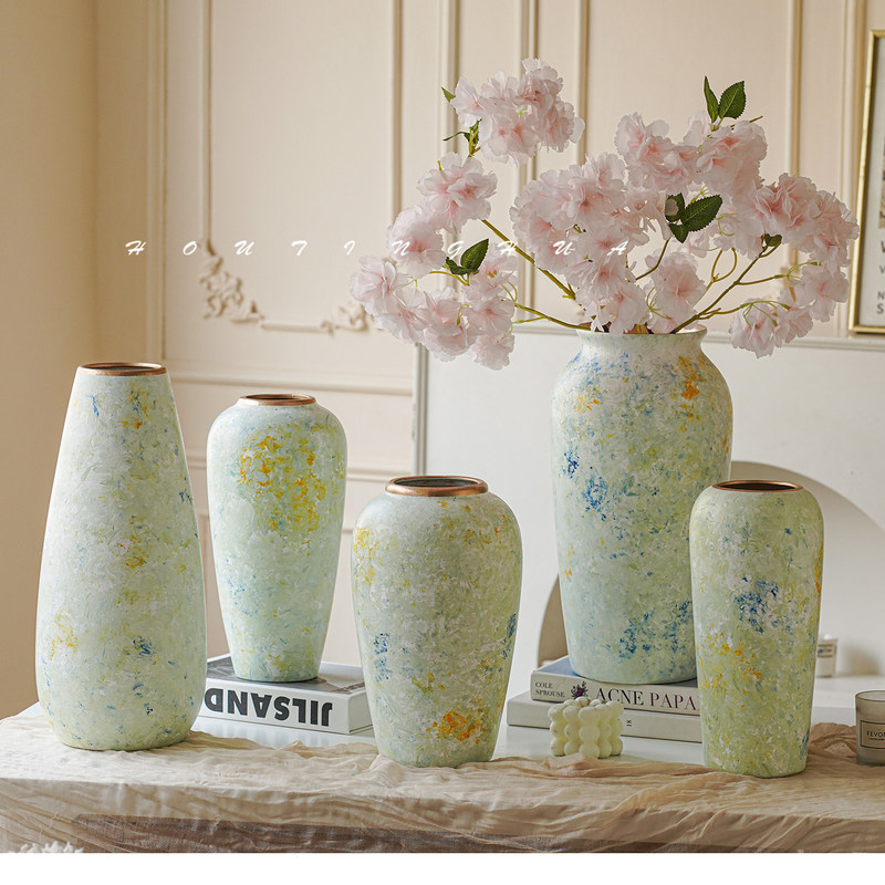 Vintage ceramic artist's original Monet Garden ceramic handmade art vase, wabi-sabi style, decorative piece for guesthouse dining room Vintage ceramic artist's original Monet Garden ceramic handmade art vase, wabi-sabi style, decorative piece for guesthouse dining room