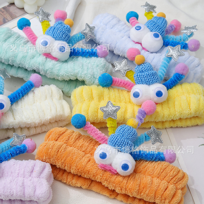 Internet celebridad antena torcida palo divertido lindo moda padre-hijo divertido venta lindo monstruo tridimensional cara lavado diadema banda para el cabello