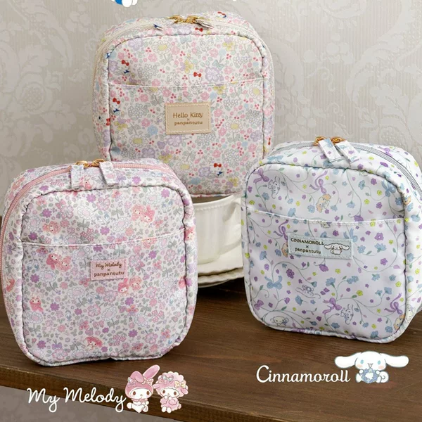 Cartoon Cosmetic Bag, Cute Portable Kitty Cat Multi-Functional Storage, Portable Large-Capacity Makeup Brush Bag with Splicing Design