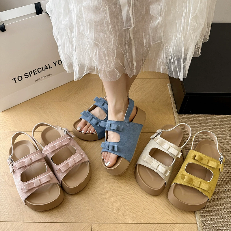 Retro non-slip sandals platform, summer footwear, suitable with a skirt, slide, slippers, french style