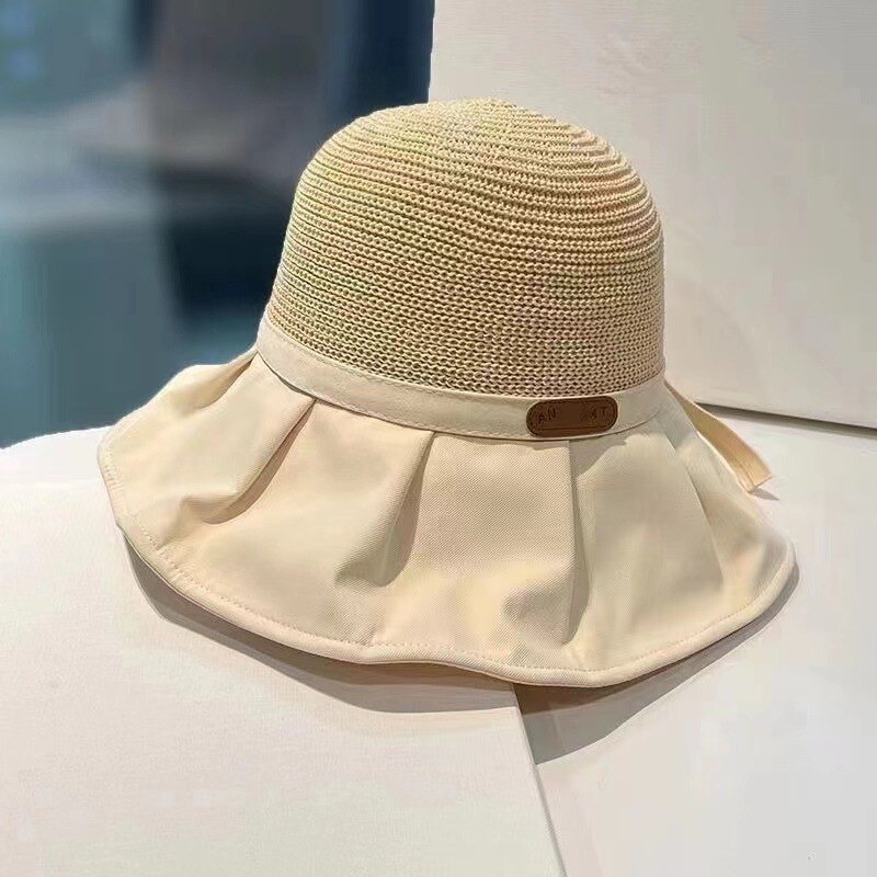 新しい夏の多用途屋外サンハット大きなつばの漁師の帽子ポータブル日焼け止めサンハットリボンレディース帽子|undefined