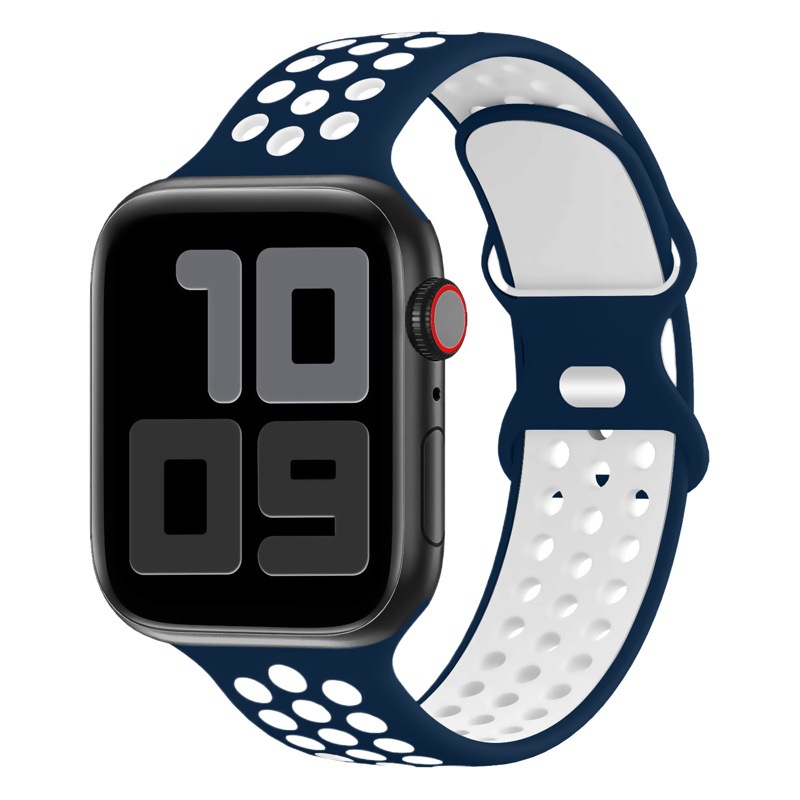 Correa de silicona de dos tonos para Apple Watch S9, estilo Nike con hebilla en forma de ocho.