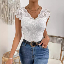 欧美跨境外贸短款纯色性感蕾丝潮流时尚休闲百搭打底衫时尚派对