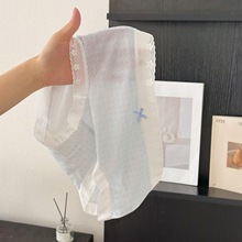 10A萊賽爾棉蕾絲提花中腰 蠶絲抑菌襠舒適親膚清新甜美三角褲批發