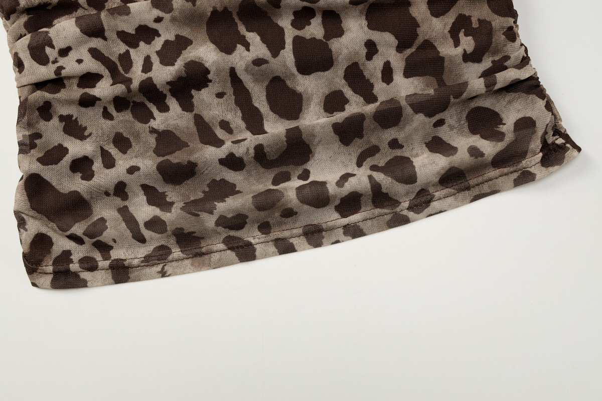 Women lothing Leopard Print One Shoulder Cold Shoulder Long Sleeve Ribbon Slim Pleated T shirt Top 12 Women lothing Leopard Print One Shoulder Cold Shoulder Long Sleeve Ribbon Slim Pleated T shirt Top