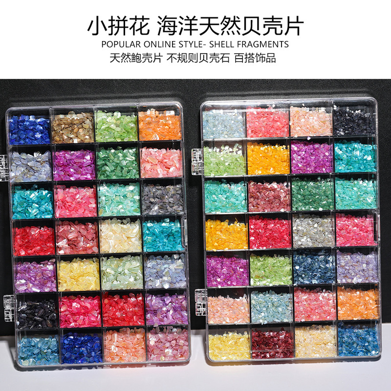 Nail art natural abalone shell thin sheet colorful mother of pearl handmade artwork nail material 28 box jewelry accessories