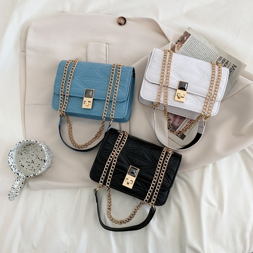 Foreign trade popular texture women's bag  new trendy shoulder crossbody small square bag chain fashion rhombus armpit bag