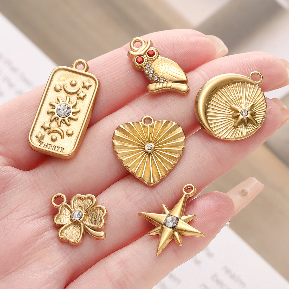 6g Weight Pendant Jewelry Making Type DIY Ornament Accessories Classification 2 PCS/Package Quantity 304 Stainless Steel Material Star, Heart Shape Pattern All Seasons Season Classic Style Style 2 PCS/Package 304 Stainless Steel Star Heart Shape Pendant DIY Ornament Accessories 1