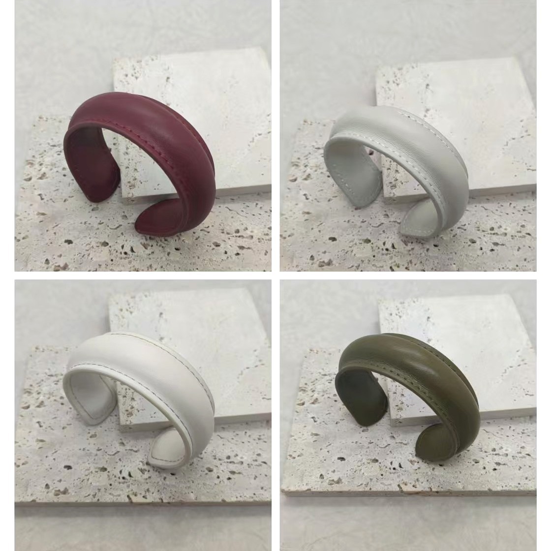 革の極めてシンプルなオープンブレスレット