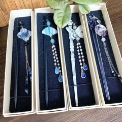 新中式扇子流蘇髮簪古風高級感檀木簪子漢服盤發木簪旗袍髮釵頭飾