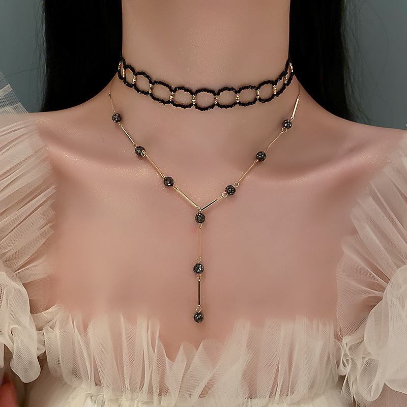 Wholesale Jewelry Simple Black Circle Beads Clavicle Chain Necklace Nihaojewelry display picture 1