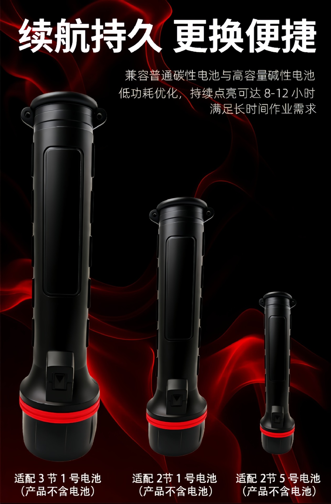 Cross-Border High-Brightness Long-Range Flashlight with Replaceable Battery for Emergency Lighting during Power Outages, Handheld Flashlight for Outdoor Camping