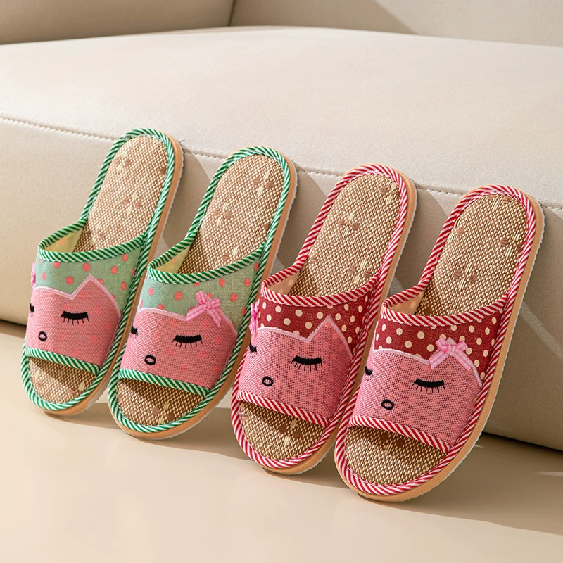 Нижняя часть из пенопласта с бантом женские четыре сезона весна лето осень зима домашние льняные тапочки с деревянным полом