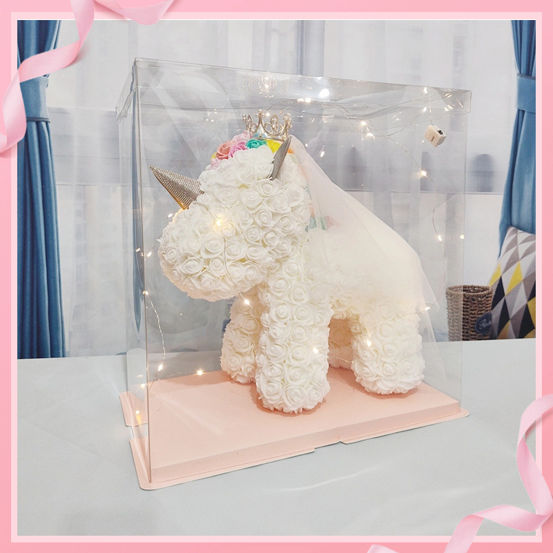 화이트 웨딩 드레스 유니콘 + 선물 상자 가벼운 끈