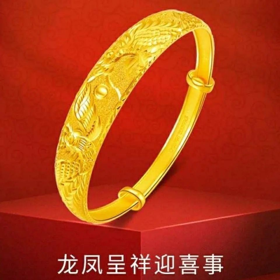 正品越南沙金手镯女久不掉色推拉满天星手链送妈妈情人节生日礼物