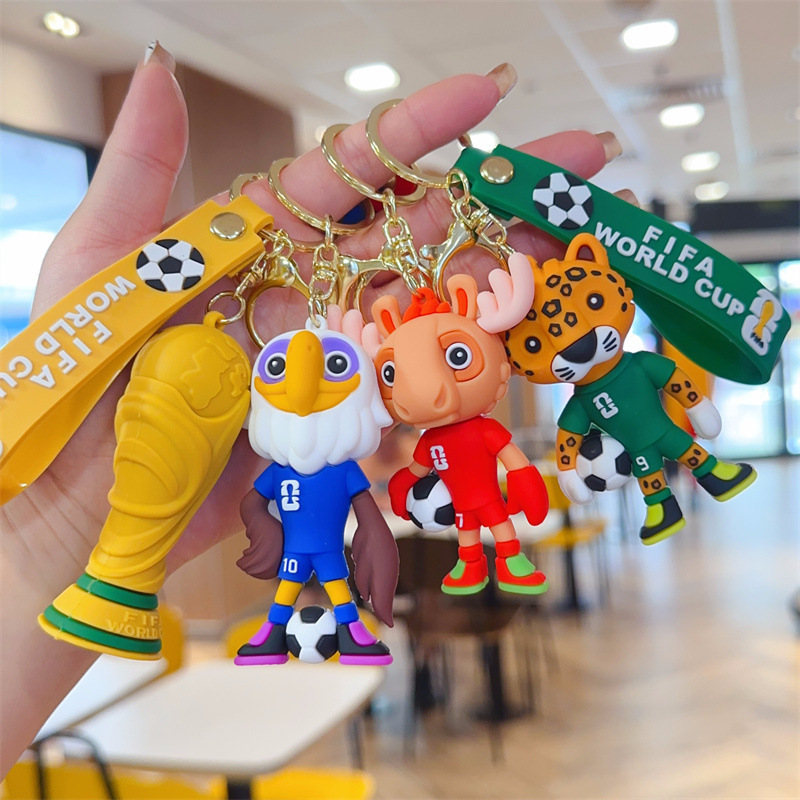 In-Stock and Ready to Ship 2026 Fifa World Cup Mascot Keychain Pendant Usa Canada Mexico Soccer Pendant Fan Merchandise
