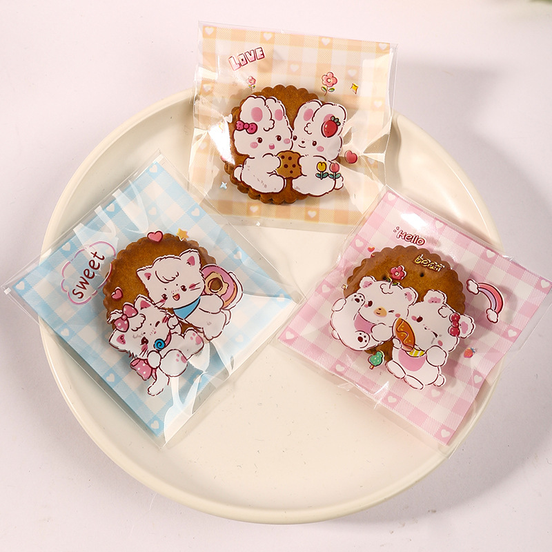 Original innovative rabbit-shaped biscuit bag, snowflake candy, shortbread, self-adhesive bag, nougat candy, mooncake, individual small packaging bag