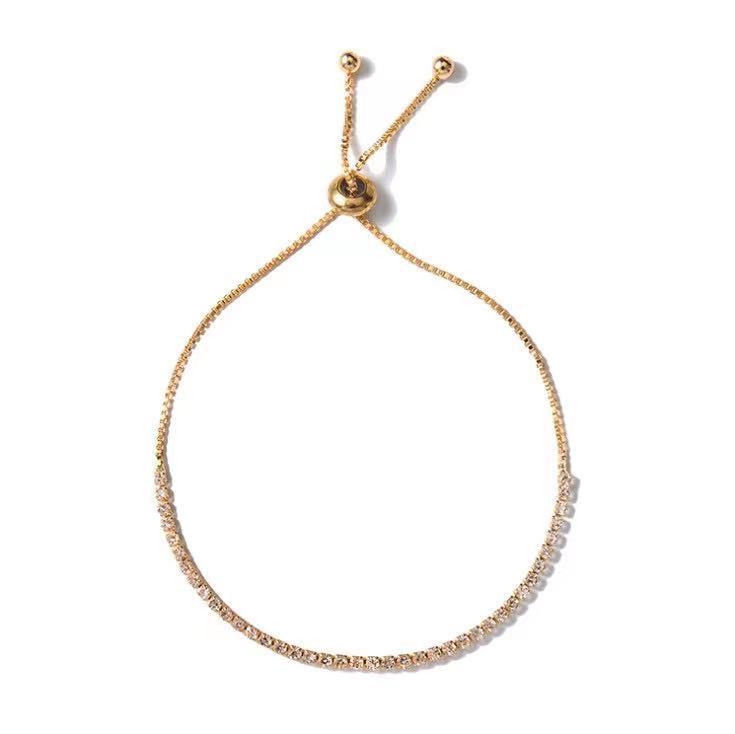 Factory Direct Sales to Europe and America, Amazon, Aliexpress, Simple Retractable Rhinestone Claw Chain, Adjustable Bracelet, Women's Jewelry Chain