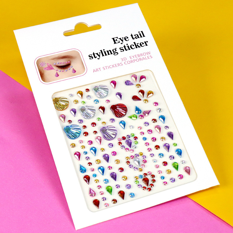 Pegatinas de Pedrería para Maquillaje Facial y Ojos de Resina Autoadhesivo Brillante para Maquillaje Facial y Ojos