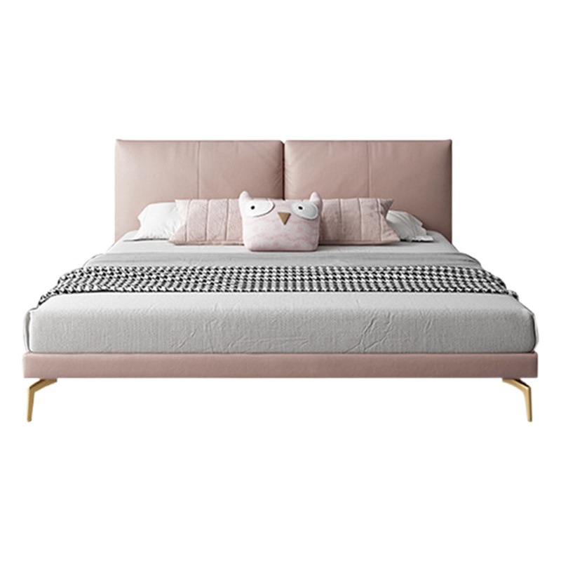 Luz moderna cama de cuero genuino de lujo Rosa chica dormitorio 1,8 m cama de los niños cama de princesa simple cama doble fábrica de salida
