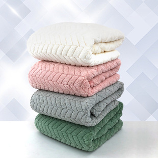 Bath towel wholesale coral velvet plain absorbent adult bath towel thickened lint-free foreign trade bath towel customization