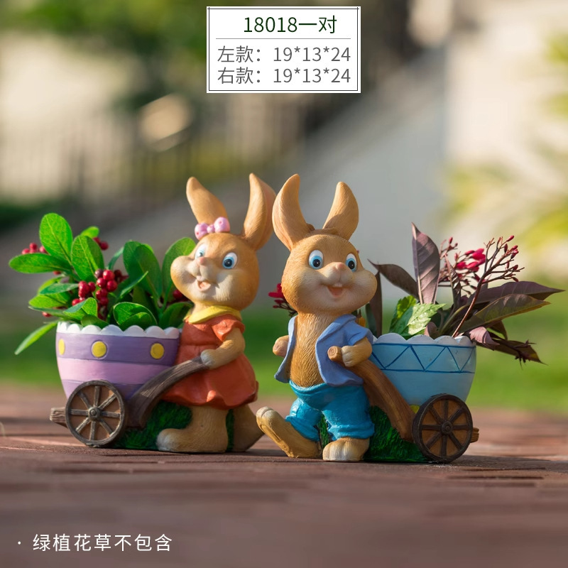 工場直販 ガーデン 庭園 クリエイティブ レジン工芸 漫画風彫刻 多肉植物装飾 庭園芸 ウサギの置物|undefined