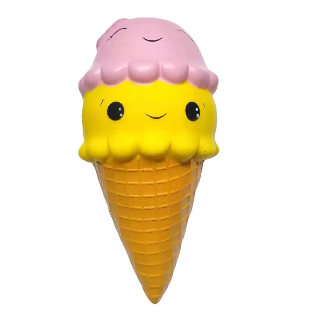 工厂直供PU慢回弹抓握玩具新奇仿真Squishy22公分笑脸冰淇淋玩具