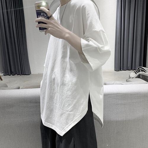 Short-sleeved t-shirt men's Korean trend split loose personalized half-sleeve top casual all-matching T-shirt cec fashion brand