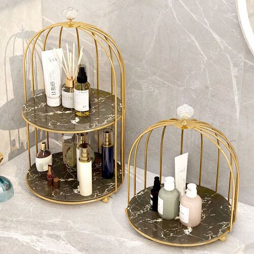 Desktop makeup storage box lipstick perfume storage rack bird's nest perfume organizer birdcage multi-layer ins style dormitory