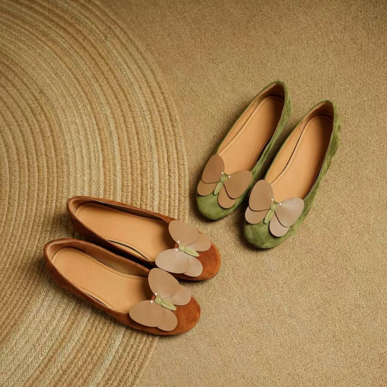 2025 Spring and Autumn New Ballet Shoes Women's Round Toe Bow Mary Jane Shoes One-Step Heightening Shallow Mouth Shoes