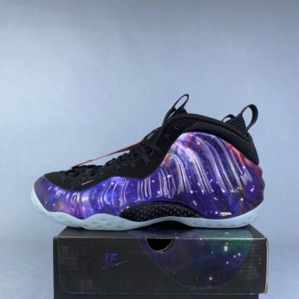 Original Foamposite One Hardaway Signature Mid-Top Sports Basketball Shoes in Pure White Ice Blue Galaxy Spray Original Foamposite One Hardaway Signature Mid-Top Sports Basketball Shoes in Pure White Ice Blue Galaxy Spray