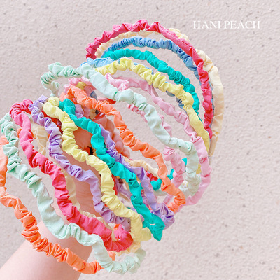 4480 Candy Heart.the republic of korea ins Same item colour Fabric art fold wave Hair hoop Head hoop Card issuance Hairdressing