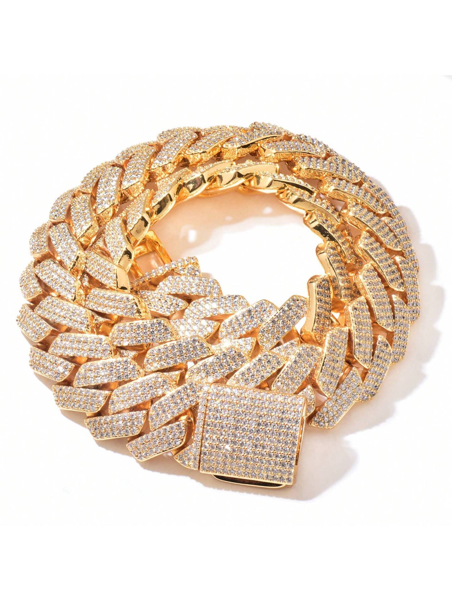 European And American Cross-border Hip-hop 20mm Three-row Full-diamond Cuban Chain Zircon Necklace, Trendy Personalized_voghion.com