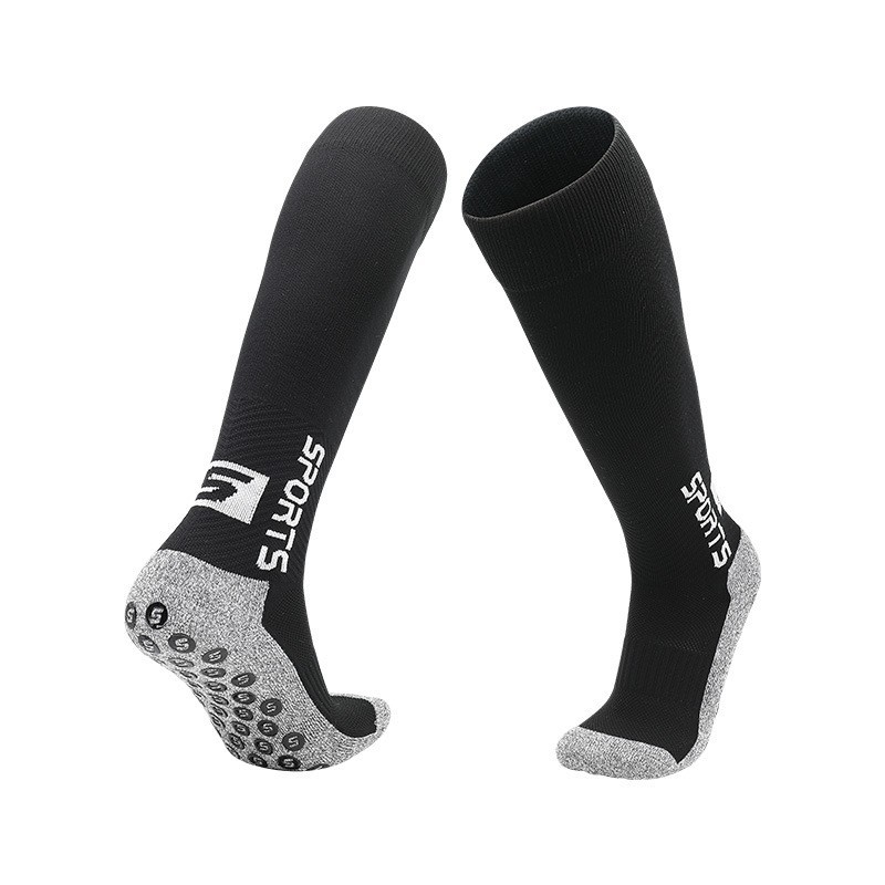 Calcetines de entrenamiento para hombre fondo de toalla gruesa amortiguación cómodo PVC dispensador antideslizante calcetines de fútbol de tubo medio transpirables que absorben el sudor