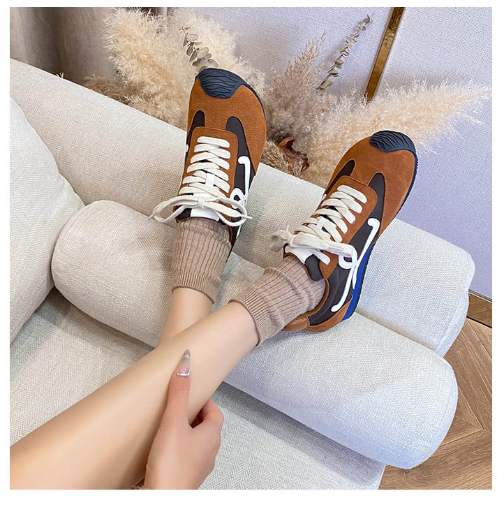 Giày sneaker nữ dáng Agandexun buộc dây tăng chiều cao bên trong 5 cm, mũi tròn, phong cách casual — Màu hồng, Màu nâu đậm, Màu xám, Màu đen chi tiết 24