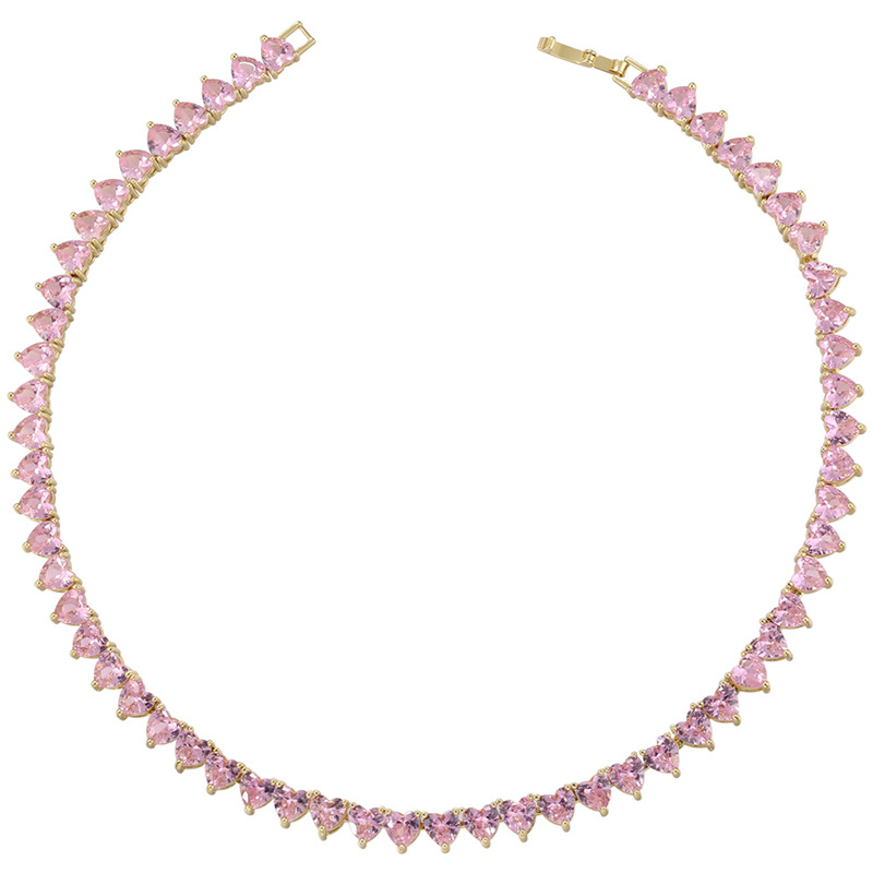 Gold pink diamond necklace
