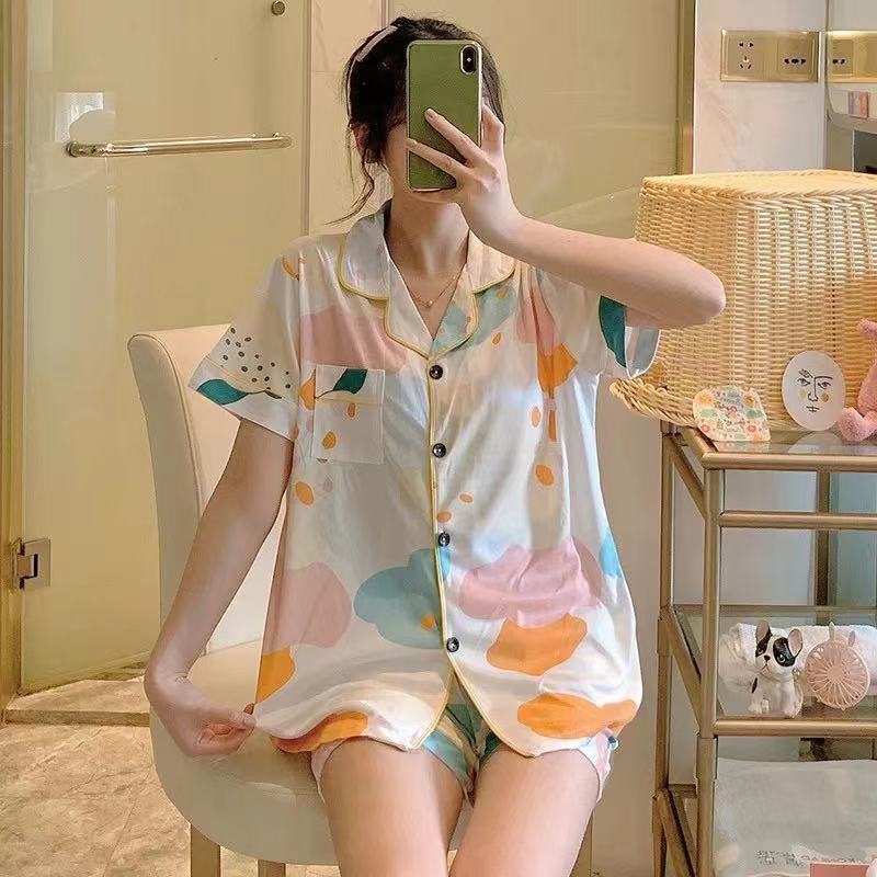Nuevo estilo coreano pijamas de las mujeres cardigan verano oso japonés INS en línea celebridad manga corta estudiante delgada homewear traje