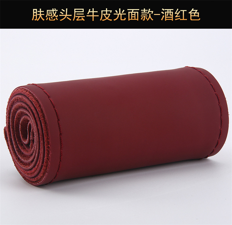 Skin-feeling top layer cowhide hand-stitched steering wheel cover four seasons universal leather car handle cover new leather cover