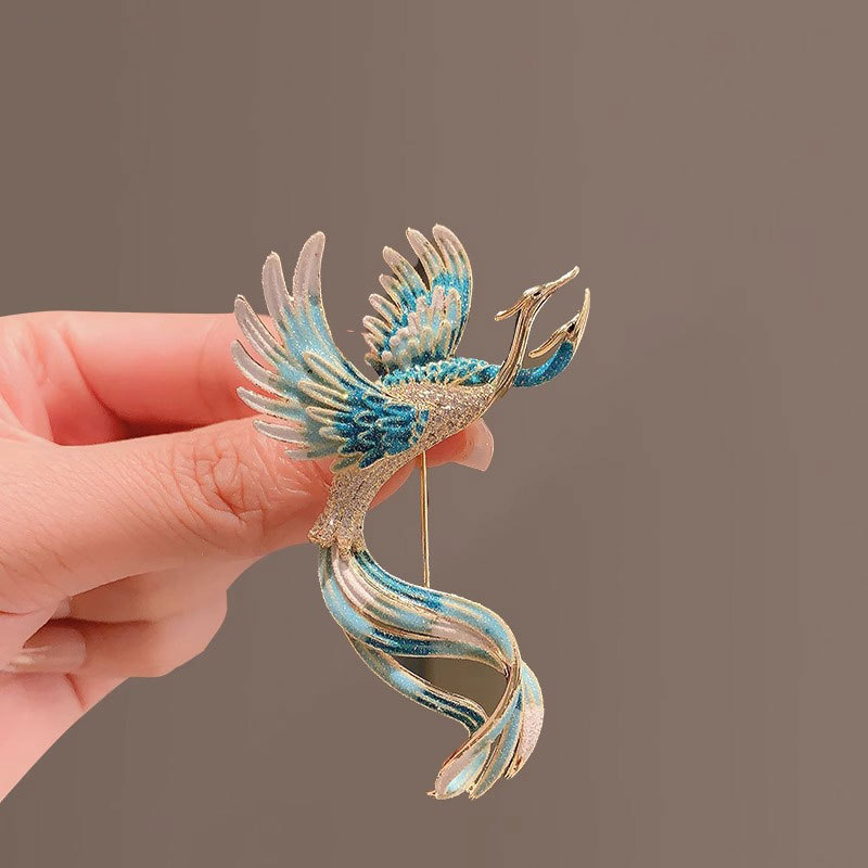 Chinese style exquisite high-end brooch women's vintage enamel Phoenix corsage high-grade luxury temperament suit pin accessories