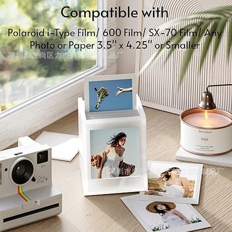 Acrylic Transparent Polaroid Photo Frame Box 4.2*3.2inch Mini Polaroid Photo Storage Box with Lid