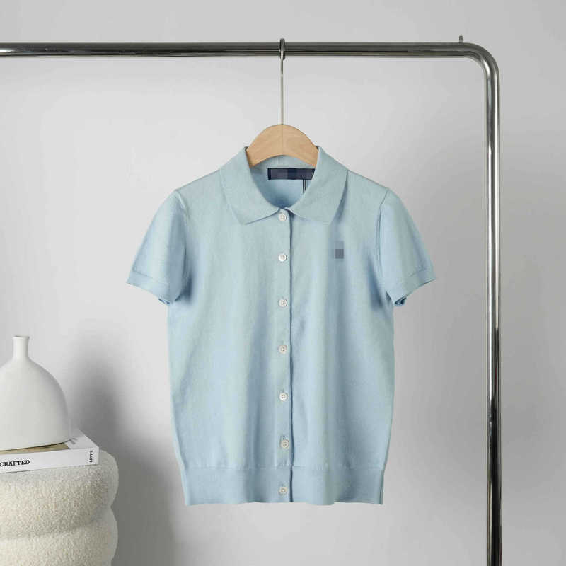 Rl Ralph Lauren Embroidered Pony Logo Polo Collar Fashionable Versatile Short-Sleeve Cardigan Women's Knit Casual Short-Sleeve Top Rl Ralph Lauren Embroidered Pony Logo Polo Collar Fashionable Versatile Short-Sleeve Cardigan Women's Knit Casual Short-Sleeve Top