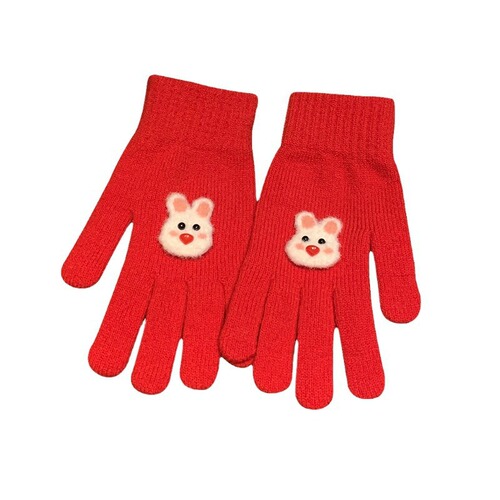 Winter cartoon cute warm gloves with fingerless touch screen students versatile cycling cold-proof minute-hand knitted gloves for women