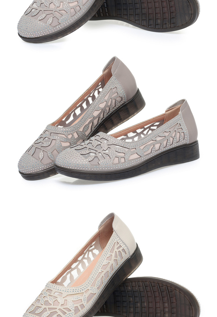 Giày sandal nữ lưới hở mũi đế bệt cao su mềm — màu be chi tiết 17