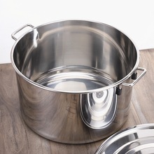 商用不锈钢桶带盖不锈钢汤桶加厚加深大汤锅大容量储水桶圆桶油桶