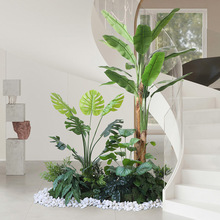 室內景觀大型仿真綠植造景辦公室樓梯下旅人蕉仿生假植物裝飾擺件