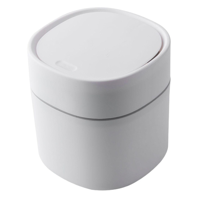 La basura de escritorio puede presionar con tapa hogar pequeño bote de basura Mesa Mini bote de basura Tubo ins Cesta de papel de viento