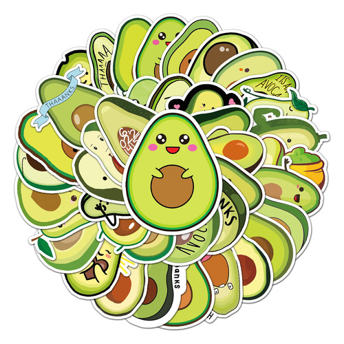 50 cartoon diy avocado personalized ins style fruit graffiti laptop luggage stationery stickers